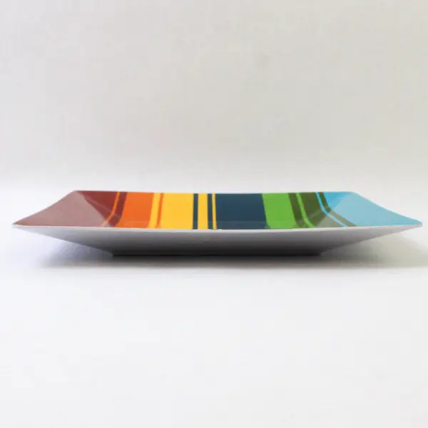 Lot of 6 Colorful Plastic Summer Salad Plates 7" Square Reusable Dishwasher Safe