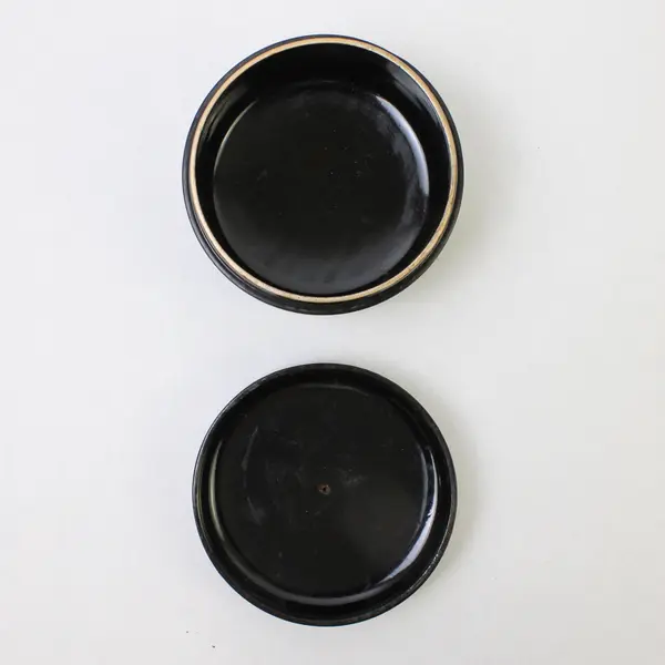 Vintage Mid-Century Japanese Lacquer Coasters Set w/ Box - Black