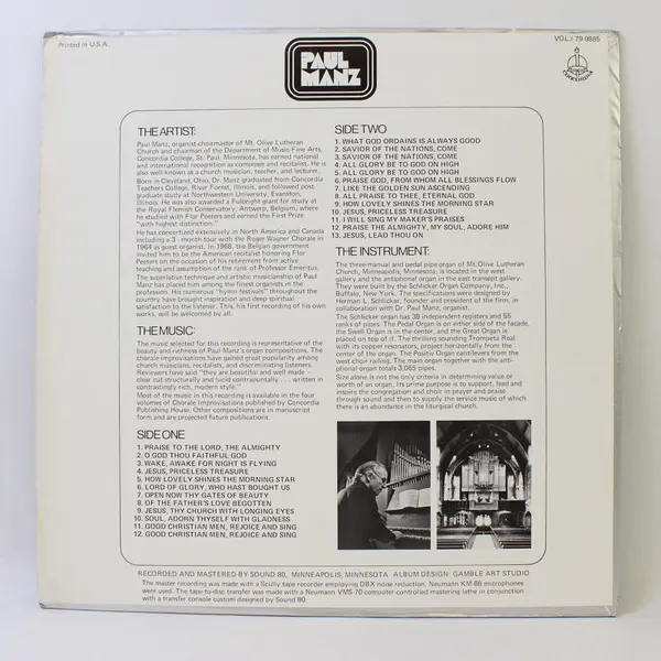  Paul Manz - Volume One 12" Vinyl Record