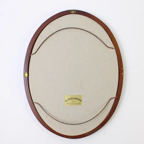 Dried Flowers Oval-Shaped Wooden Framed Wall Hanging 7.4"x9.8", Kunsthandwerk 