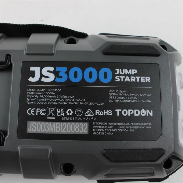 Topdon JumpSurge 3000 Car Battery Jump Starter with Manual