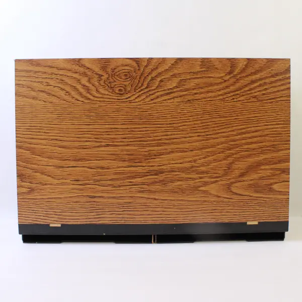 Vintage 2 Drawer VHS Tape Holder Storage Cabinet Faux Wood Holds 18 Tapes