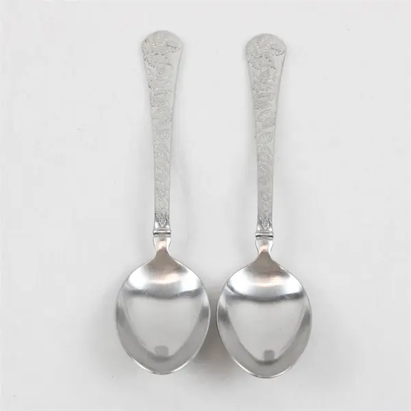 Lot of 2 Yamazaki Tapestry Bouquet Stainless Steel Dinner Spoons 7.5"