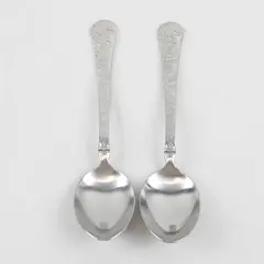 Lot of 2 Yamazaki Tapestry Bouquet Stainless Steel Dinner Spoons 7.5"