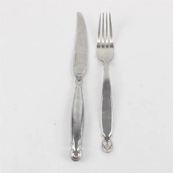 Lot of 2 Yamazaki Trellis Path Stainless Steel Dinner Fork and Knife Set 