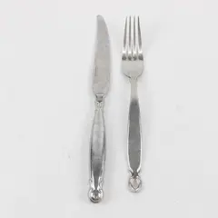 Lot of 2 Yamazaki Trellis Path Stainless Steel Dinner Fork and Knife Set 