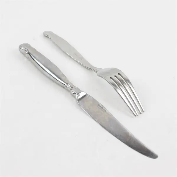 Lot of 2 Yamazaki Trellis Path Stainless Steel Dinner Fork and Knife Set 