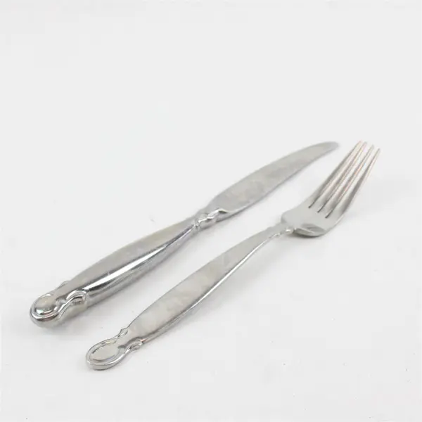 Lot of 2 Yamazaki Trellis Path Stainless Steel Dinner Fork and Knife Set 