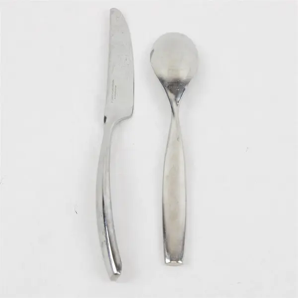 Lot of 2 Yamazaki Swivel Stainless Steel Soup Spoon & Knife
