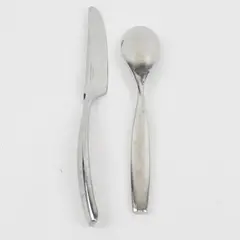 Lot of 2 Yamazaki Swivel Stainless Steel Soup Spoon & Knife