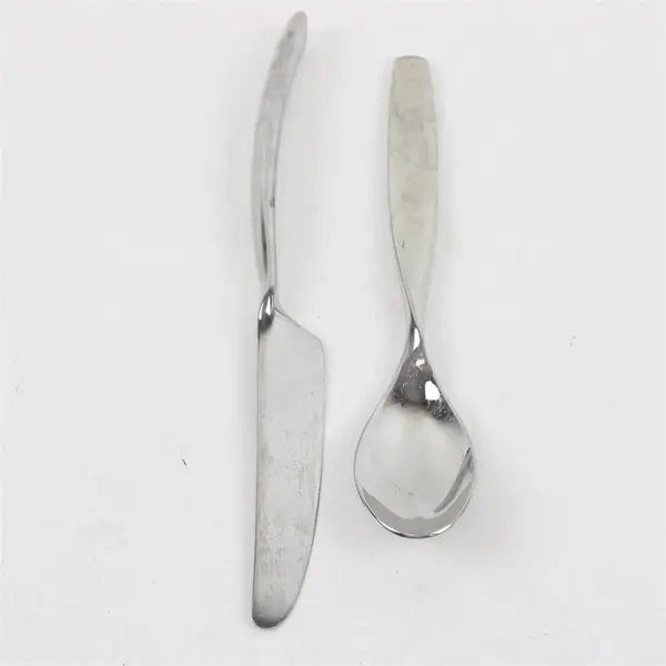 Lot of 2 Yamazaki Swivel Stainless Steel Soup Spoon & Knife