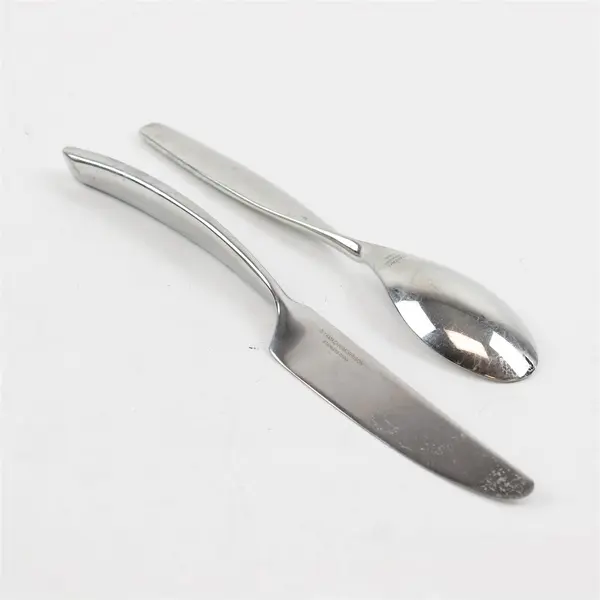 Lot of 2 Yamazaki Swivel Stainless Steel Soup Spoon & Knife