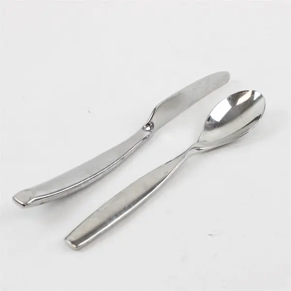 Lot of 2 Yamazaki Swivel Stainless Steel Soup Spoon & Knife
