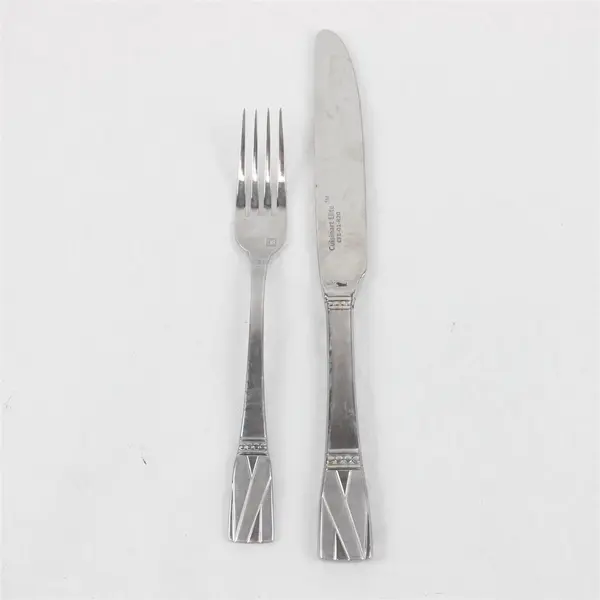 Lot of 2 Cuisinart Elite Rannee Stainless Steel Salad Fork and Knife Set