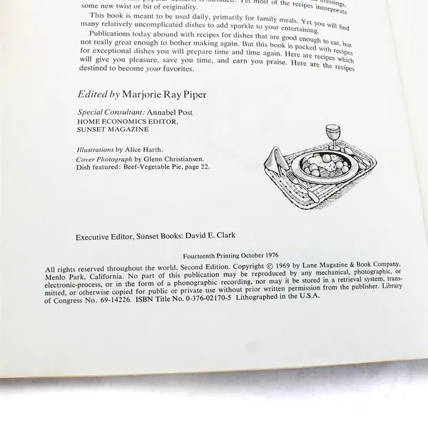 Sunset Cook Book of Favorite Recipes Paperback Sunset Books Good