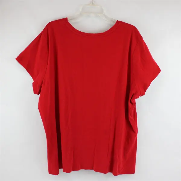 St. John's Bay Red Short-Sleeved V-Neck Cotton T-Shirt Women's 3X