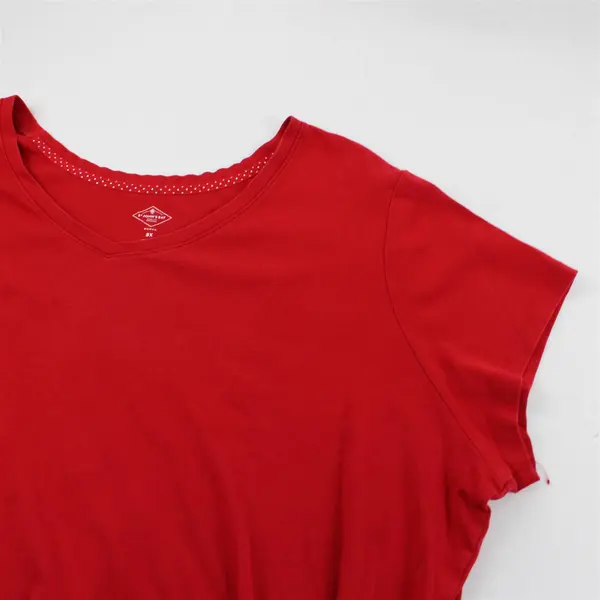 St. John's Bay Red Short-Sleeved V-Neck Cotton T-Shirt Women's 3X