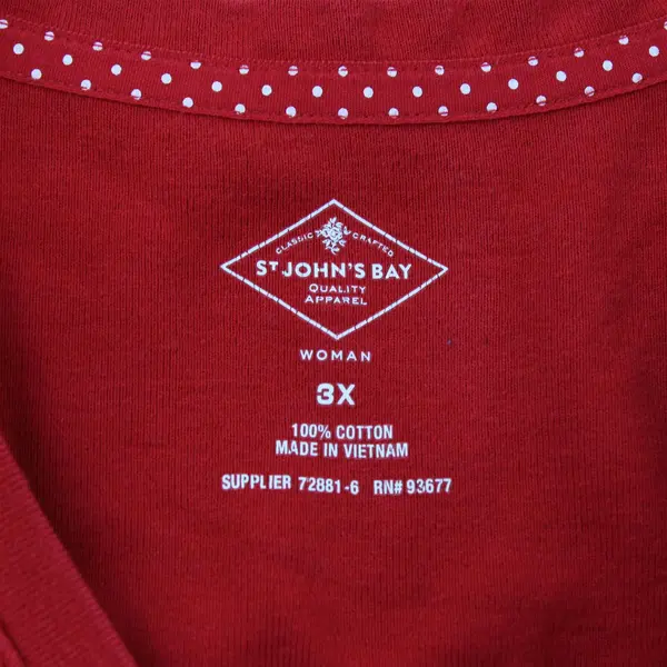 St. John's Bay Red Short-Sleeved V-Neck Cotton T-Shirt Women's 3X