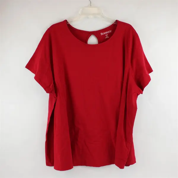 Roaman's Red Keyhole Back T-Shirt Women's 3X 30/32