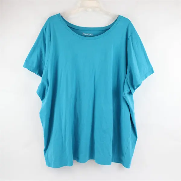Roaman's Turquoise Blue Short-Sleeved T-Shirt Women's 3X 30/32