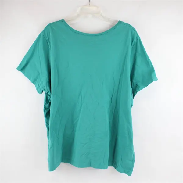 Woman Within Teal Green Short-Sleeved V-Neck T-Shirt Women's 2X 26/28