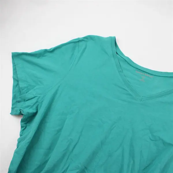 Woman Within Teal Green Short-Sleeved V-Neck T-Shirt Women's 2X 26/28