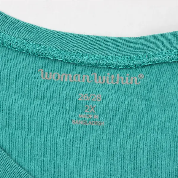 Woman Within Teal Green Short-Sleeved V-Neck T-Shirt Women's 2X 26/28