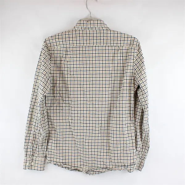 Goodfellow Beige Black White Plaid Long-Sleeved Button-Down Men's Small