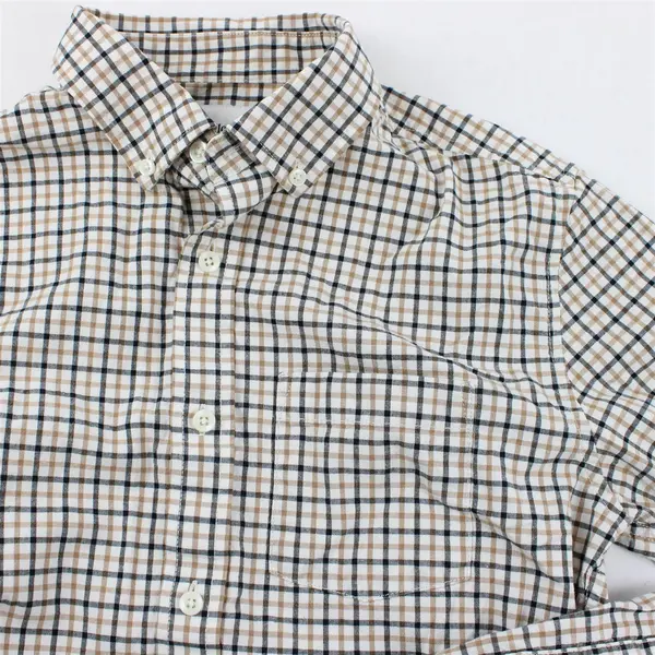 Goodfellow Beige Black White Plaid Long-Sleeved Button-Down Men's Small
