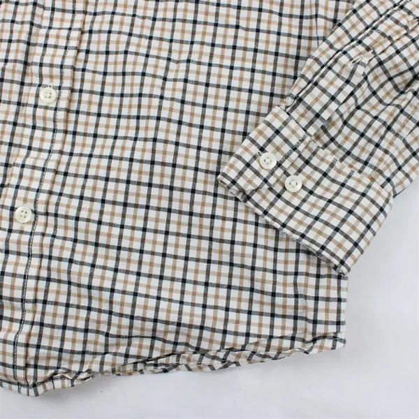 Goodfellow Beige Black White Plaid Long-Sleeved Button-Down Men's Small