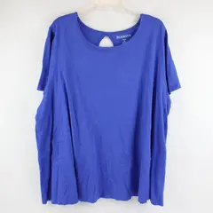 Roaman's Royal Blue Keyhole Back Short-Sleeved T-Shirt Women's 2X