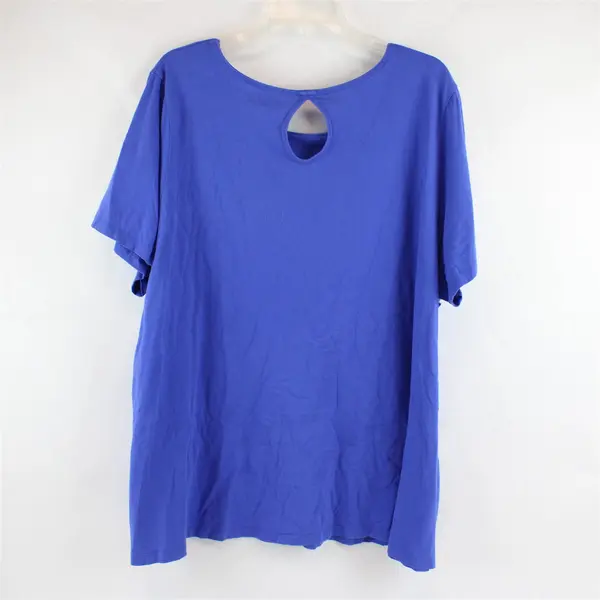 Roaman's Royal Blue Keyhole Back Short-Sleeved T-Shirt Women's 2X