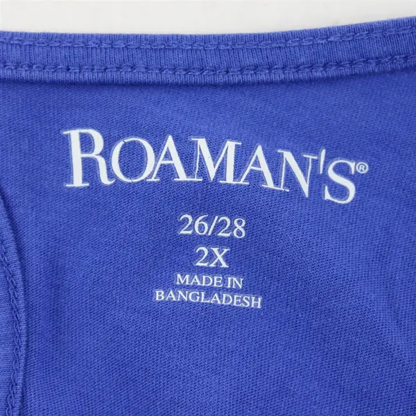 Roaman's Royal Blue Keyhole Back Short-Sleeved T-Shirt Women's 2X