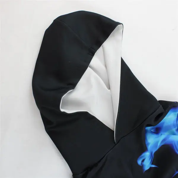Orange and Blue Flame Print Hoodie Boys' Medium