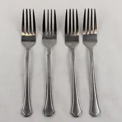 Lot of  4 Pfaltzgraff Capri Frost Stainless Steel Dinner Forks 7.5"