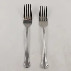 Lot of 2 Pfaltzgraff Capri Frost Stainless Steel Dinner Forks 7.5"