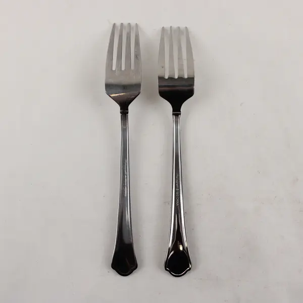 Lot of 2 Pfaltzgraff Capri Frost Stainless Steel Dinner Forks 7.5"