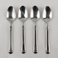 Lot of 4 Pfaltzgraff Hannah Stainless Steel Oval Soup Spoons 8"