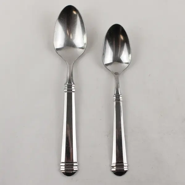 Lot of 2 Pfaltzgraff Hannah Stainless Steel Oval Soup Spoon 8" & Teaspoon 7"