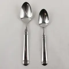 Lot of 2 Pfaltzgraff Hannah Stainless Steel Oval Soup Spoon 8" & Teaspoon 7"