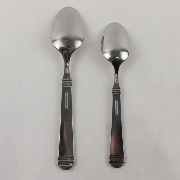 Lot of 2 Pfaltzgraff Hannah Stainless Steel Oval Soup Spoon 8" & Teaspoon 7"