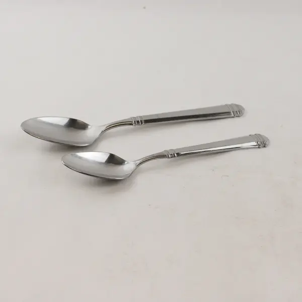 Lot of 2 Pfaltzgraff Hannah Stainless Steel Oval Soup Spoon 8" & Teaspoon 7"