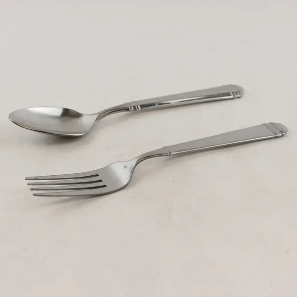Lot of 2 Pfaltzgraff Hannah Stainless Steel Oval Soup Spoon & Dinner Fork