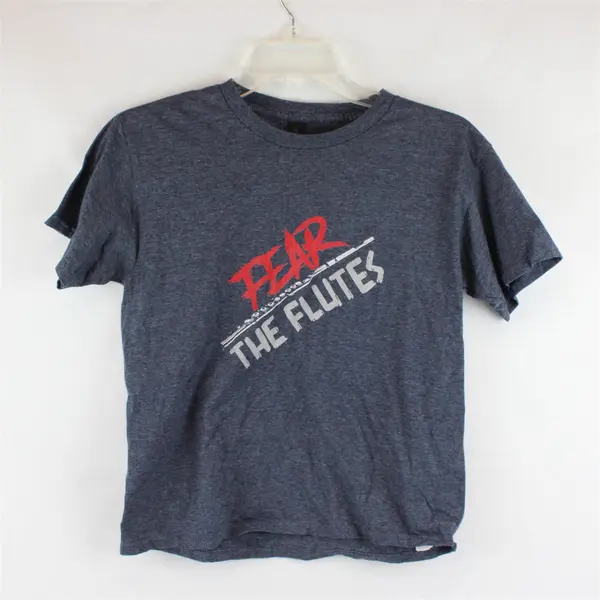 Gildan Fear The Flutes Blue-Gray T-Shirt Youth Large