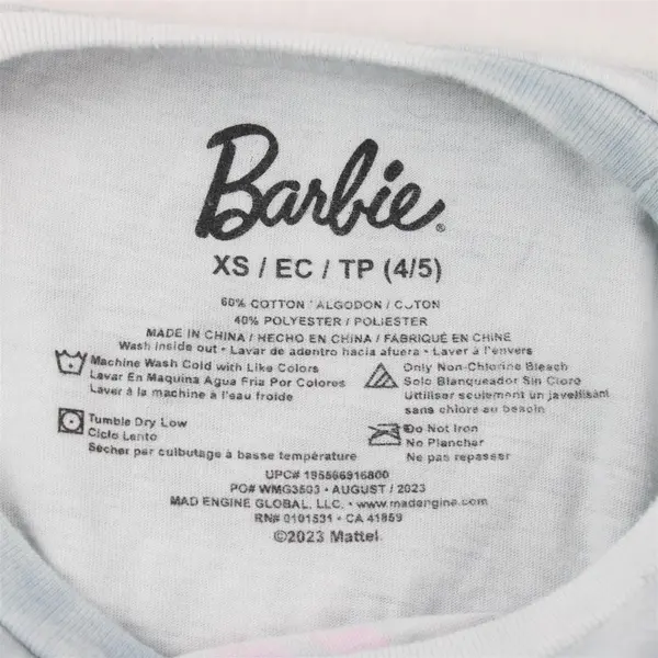 Barbie Tie-Dye Short-Sleeved T-Shirt Girls' XS 4/5