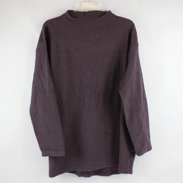 Lands' End Plum Purple Textured Long-Sleeve Shirt Women's Large 14-16