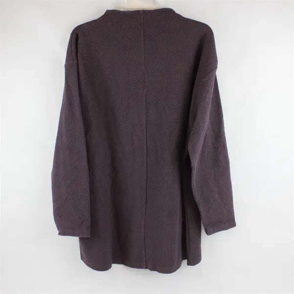 Lands' End Plum Purple Textured Long-Sleeve Shirt Women's Large 14-16