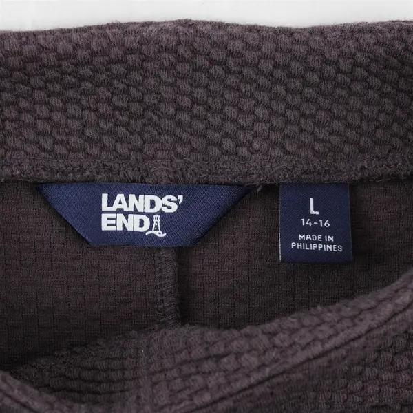 Lands' End Plum Purple Textured Long-Sleeve Shirt Women's Large 14-16