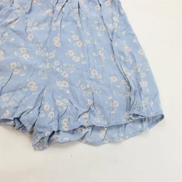 Love Tree Blue White and Pink Floral Pattern Romper Women's Small