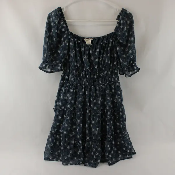 Altar'd State Blue Floral Pattern Short Peasant Dress Women's Small